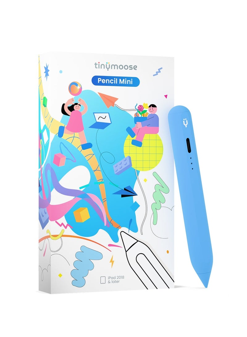 تاينيموس قلم ايباد بنسل ميني ستايلس إلكتروني رقمي نشط ذكي بميزة شحن سريع ورفض راحة اليد لجهاز أبل ايباد 2018 وما بعد أزرق - Image 1